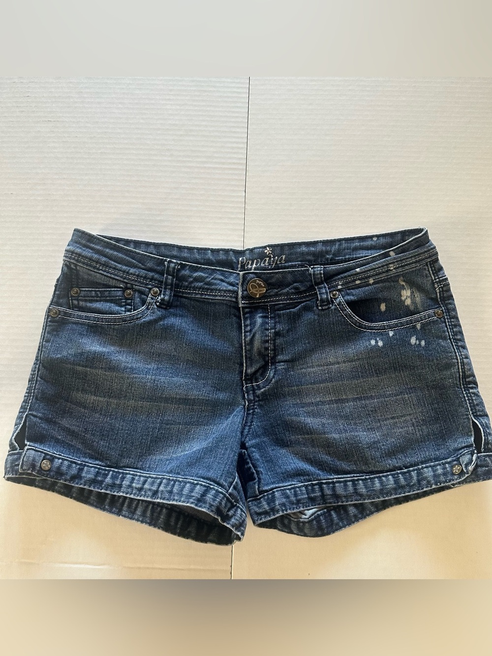 Papaya Dark Blue Distressed Denim Shorts